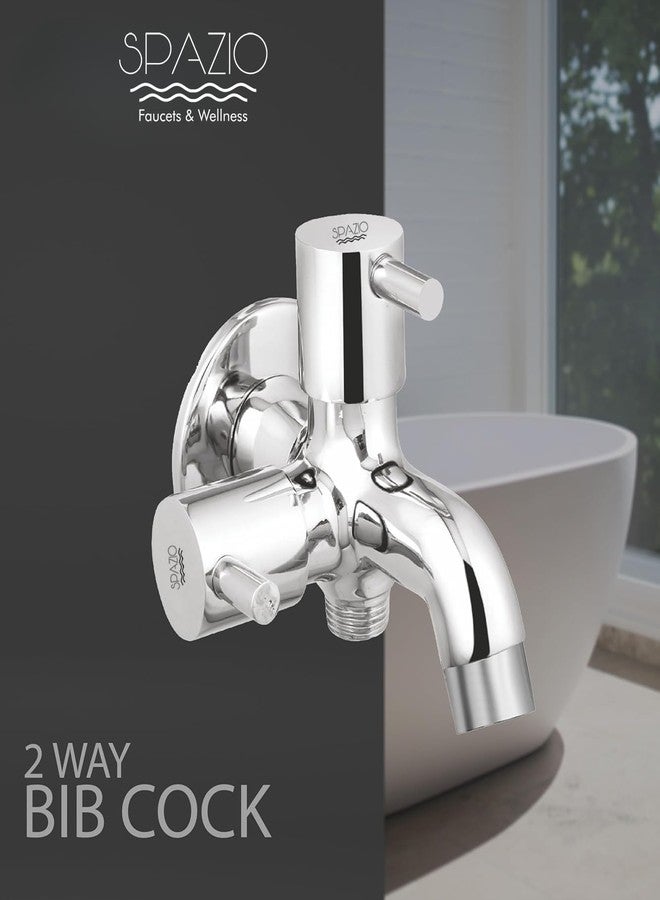 SPAZIO مجموعة Spazio Brass Turbo ثنائية الاتجاه، صنبور جداري (عبوة من قطعة واحدة) ومجموعة صنبور Star Health (أنبوب من الفولاذ المقاوم للصدأ بطول 1.5 متر) للحمام، صنبور جداري مطلي بالكروم والفضة (نوع التركيب على الحائط). - Image 5